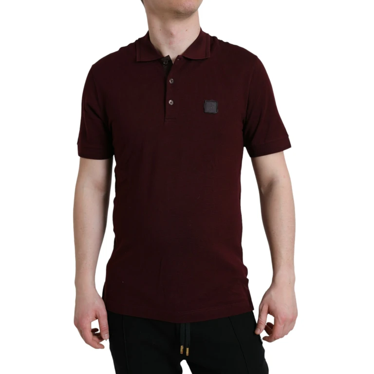 Dolce & Gabbana Maroon Collared Short Sleeves Polo T-Shirt Cotton Polyester - Men