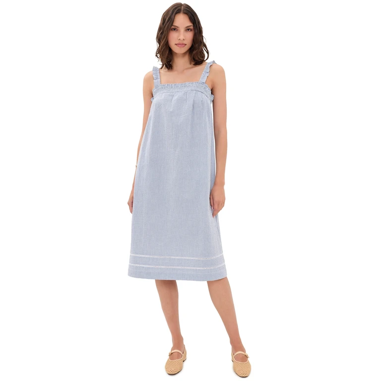 Marea Felicity Dress Blue/White Seersucker XS