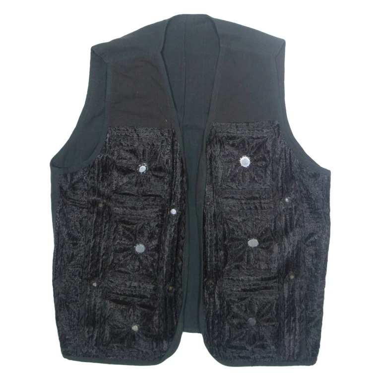 Mens Waistcoat Black Crazy Pattern M
