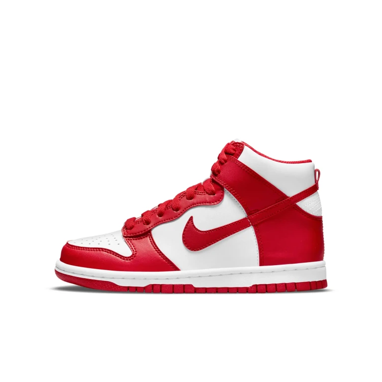 Grade School Dunk High Gs 'Championship White Red' White Tongue Tag Sneakers