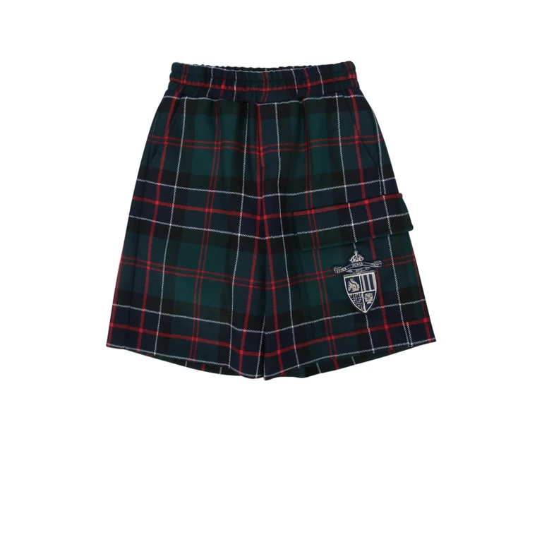 Fendi Kids Bermuda Green Tartan Greenforest Wo+fod.:vi Pantaloni