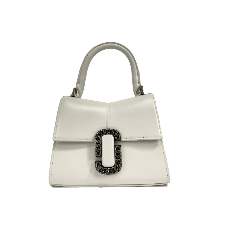 Marc Jacobs The St Mini Top Handle Satchel Crossbody Bag Silver Leather - Women