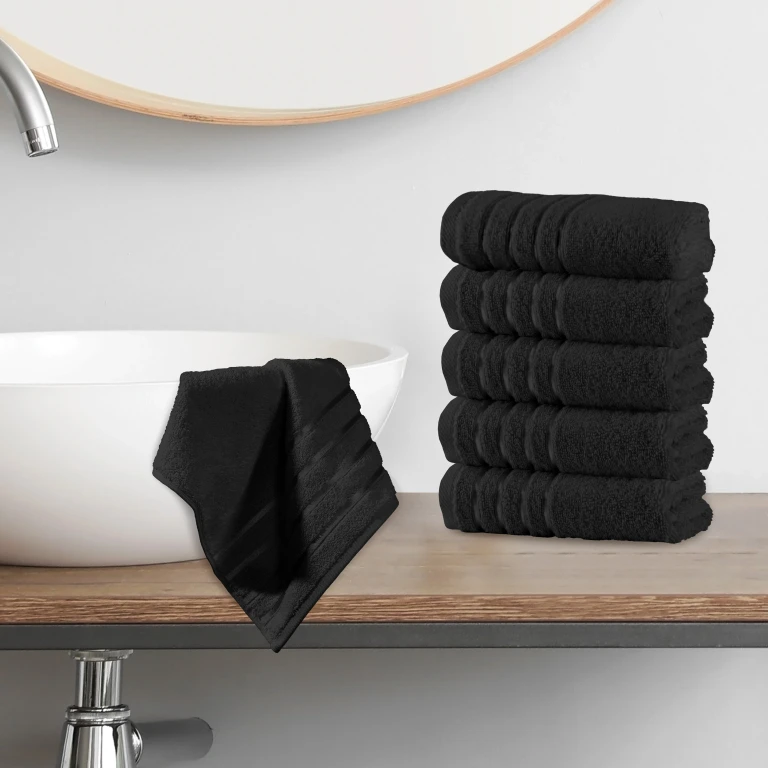 6-Pack Premium Turkish Cotton 4 Lines Stripe Washcloths Set, 13 x 13 inch