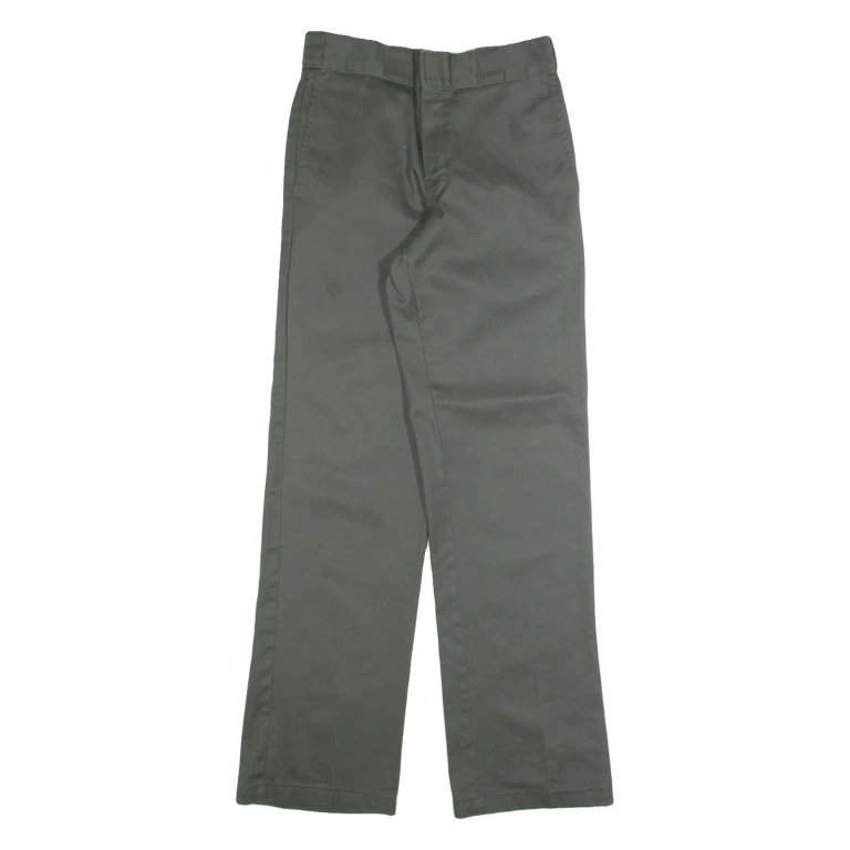 DICKIES Chino Mens Trousers Green Slim Straight W26 L32