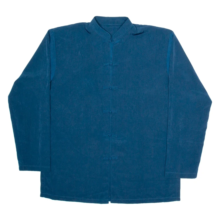 Mens Plain Shirt Blue Long Sleeve XL