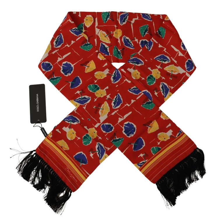 Multicolor Dg Umbrellas Print Shawl Fringe Scarf Silk - Men