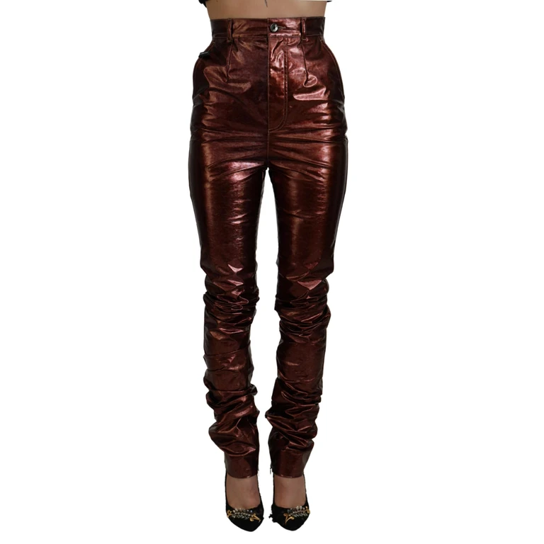 Dolce & Gabbana Metallic Bronze High Waist Skinny Jeans Polyester Clothing - Women