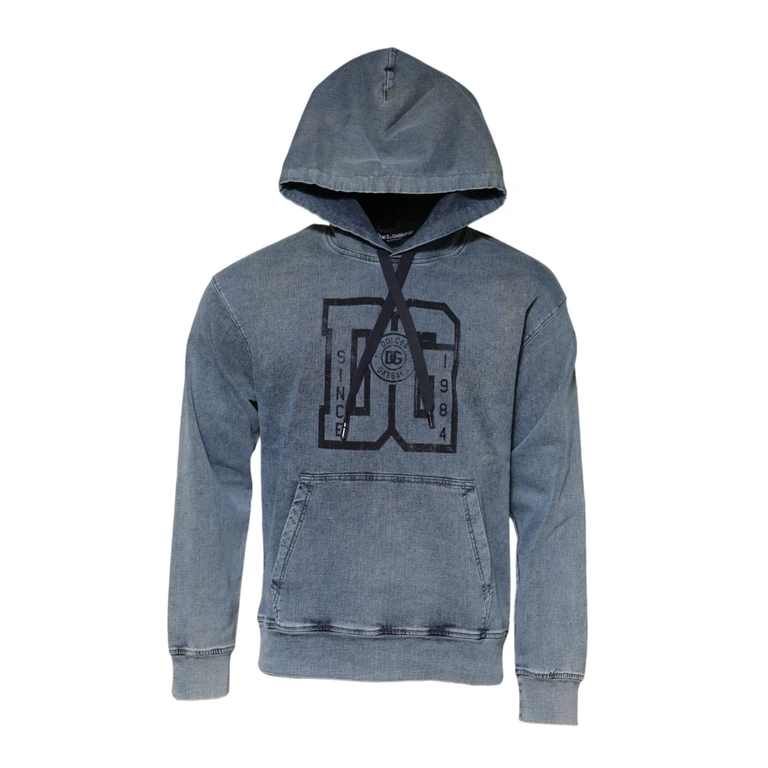 Blue Cotton Blend Hooded Sweatshirt Sweater Elastane Clothing - Men