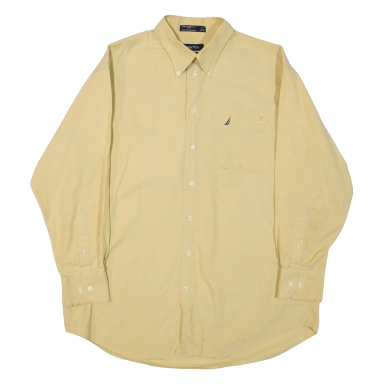 NAUTICA Mens Plain Shirt Yellow Long Sleeve L
