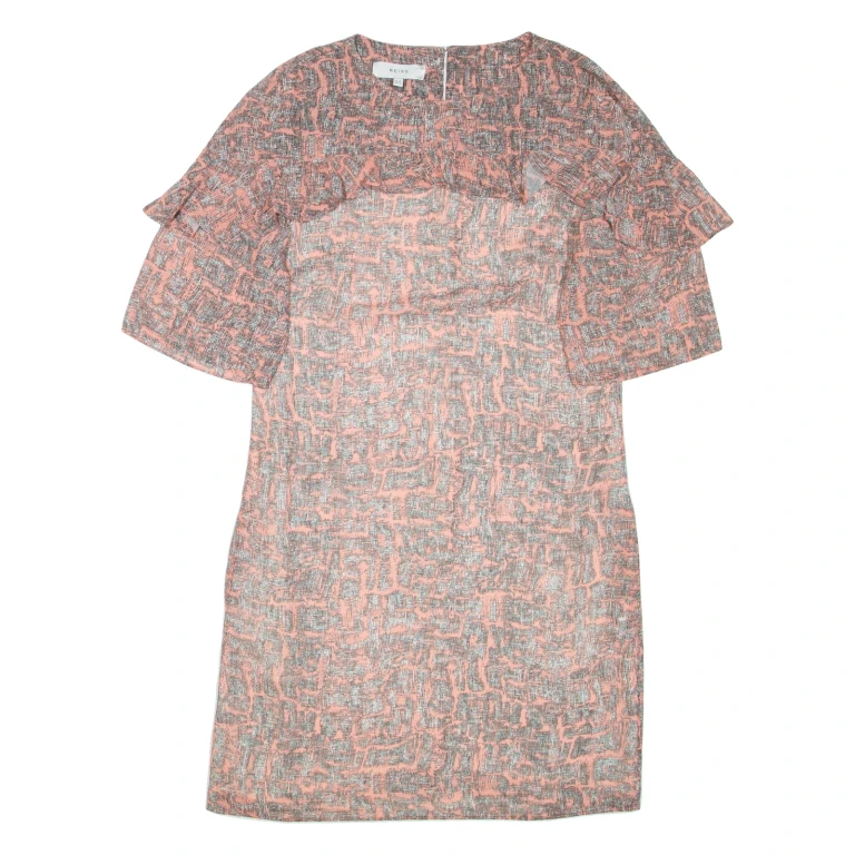 REISS Womens Day Dress Orange Short Sleeve Short XS