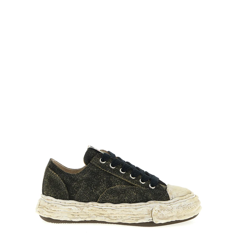 Black Cowhide Low Top Sneakers - Men