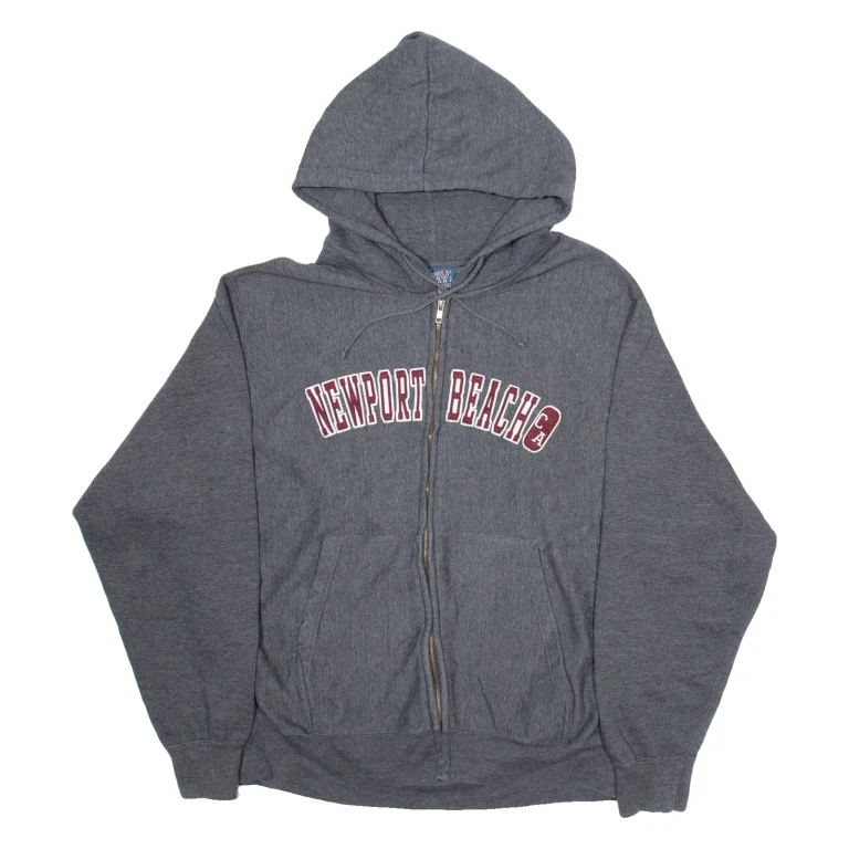 MV SPORT Newport Beach Mens Grey Hoodie Full Zip USA XL