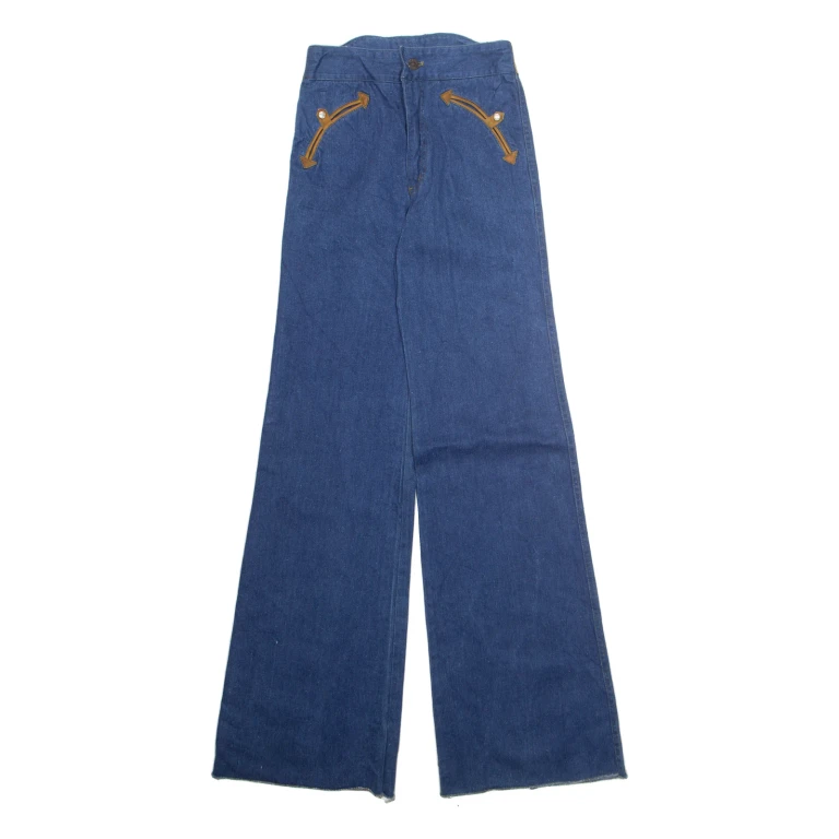 Womens Jeans Blue Regular Wide-Leg W24 L36