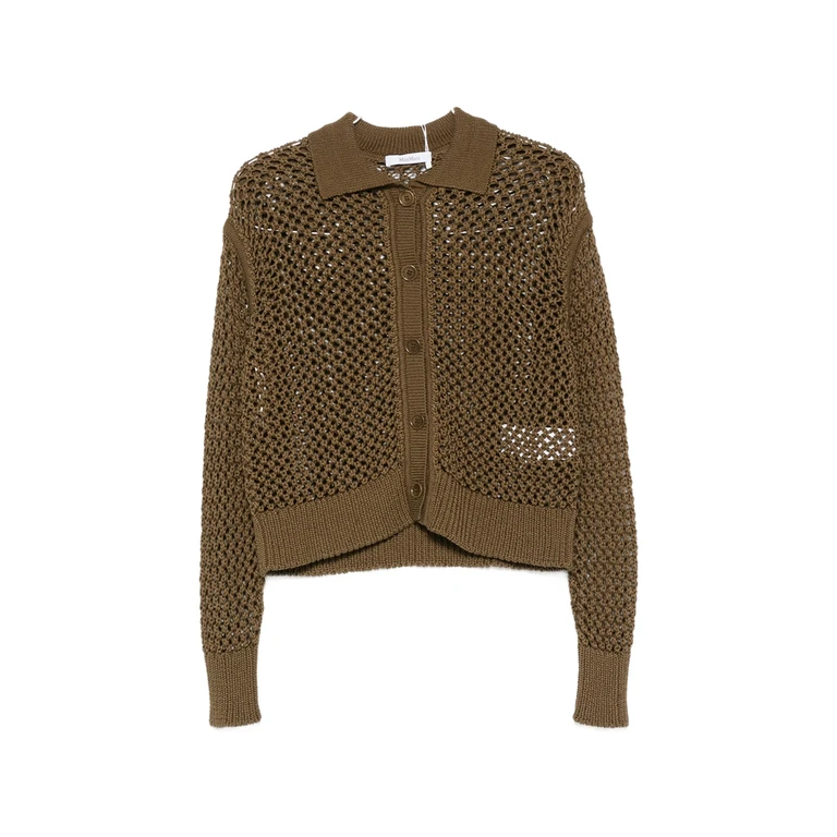 Open-knit Button-up Cardigan