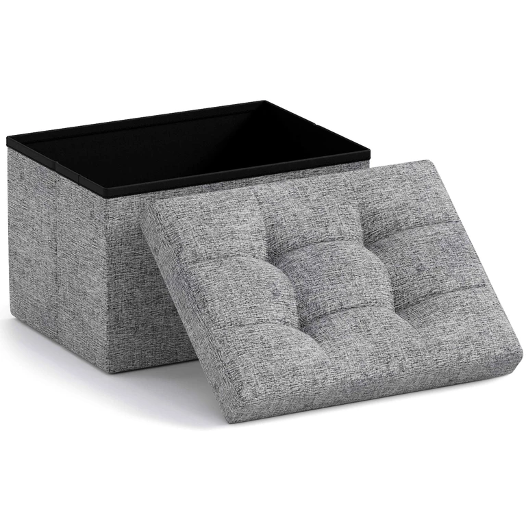 Collapsible Small Rectangle Footrest Storage Ottoman