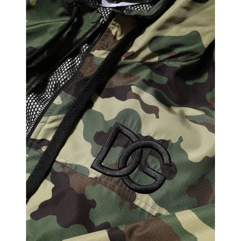 Green Camouflage Hooded Sweatshirt Jacket Clothing - Men