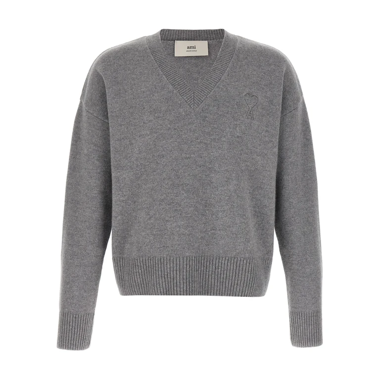 AMI Paris Gray Wool Cardigan Clothing - Men