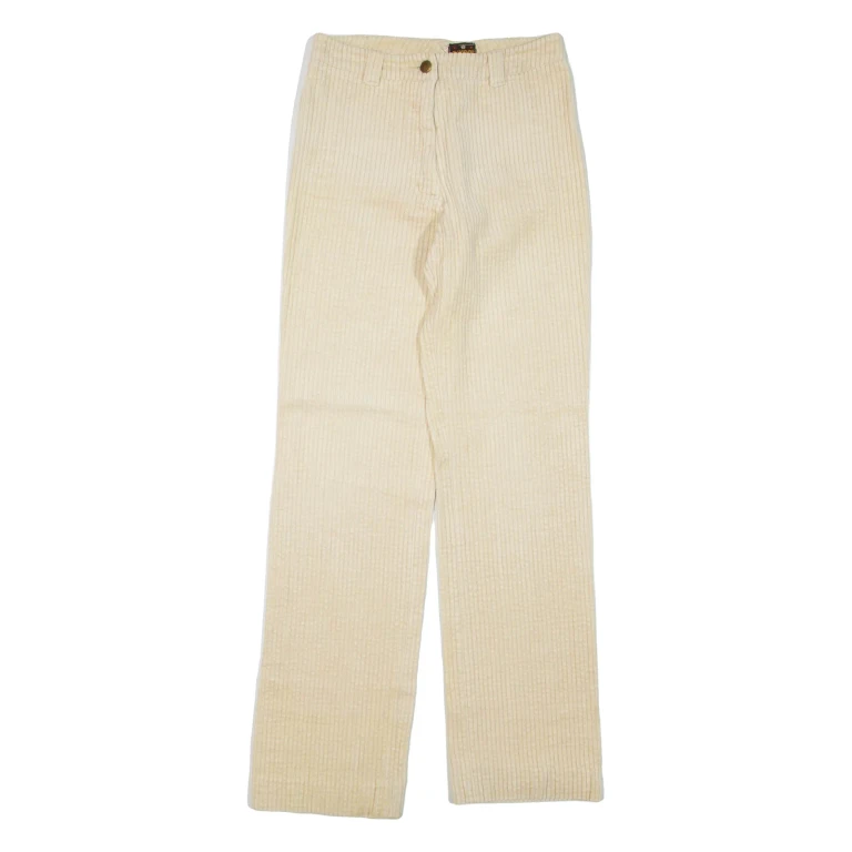 ELKONT Womens Corduroy Trousers Beige Regular Straight W26 L30