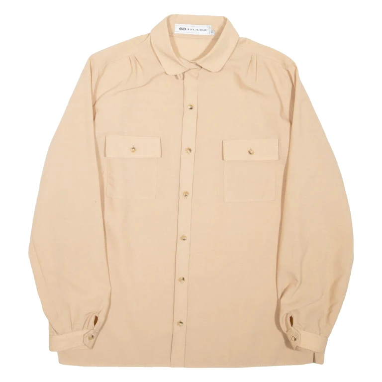 HUCKE Womens Shirt Brown Collared Long Sleeve M