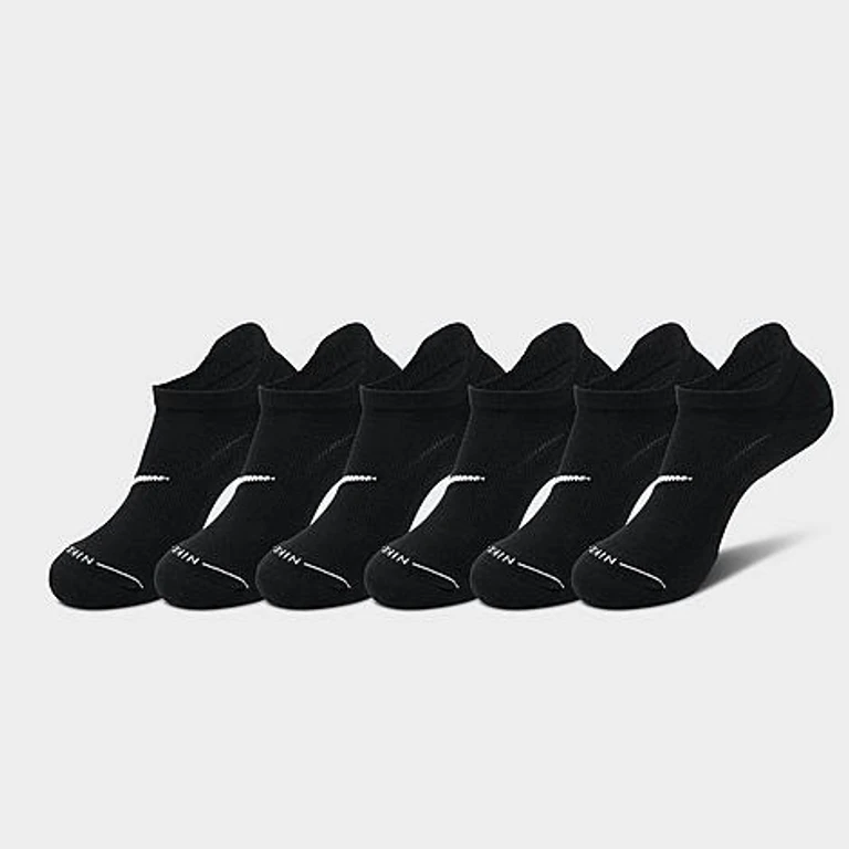 Nike Men's Everyday Elevated No-Show Socks (6-Pack) in Black/White Size: Medium