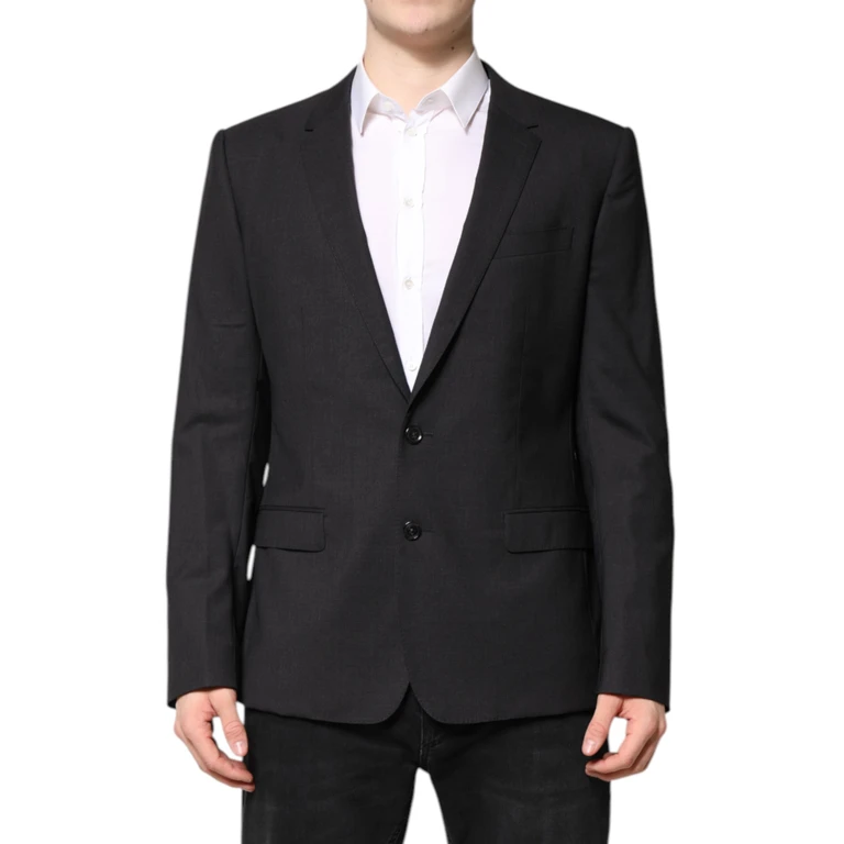 Dolce & Gabbana Dark Gray Martini Single Breasted Jacket Virgin Wool Elastane Clothing - Men