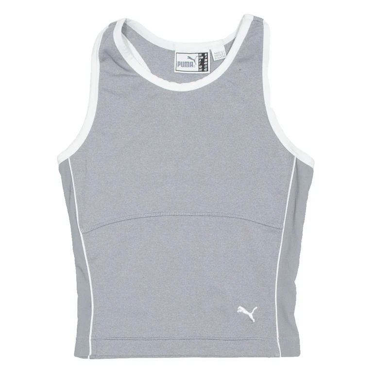 PUMA Cropped Womens Vest Grey Sleeveless UK 12