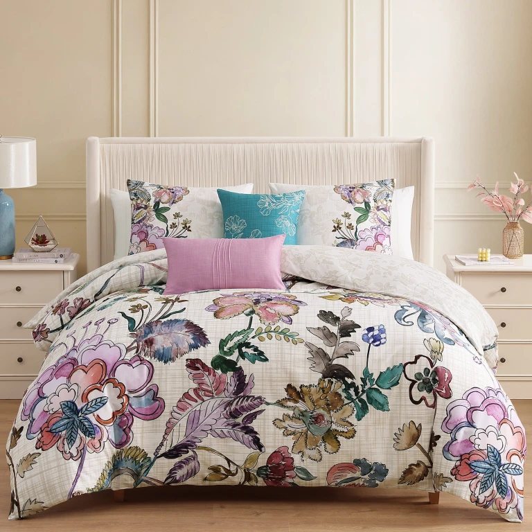 Watercolor Jacobean 5 Piece Reversible Comforter Set