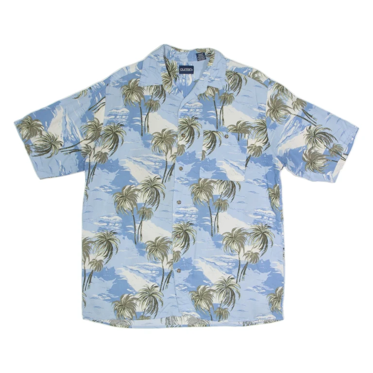PURITAN Mens Hawaiian Shirt Blue Viscose Crazy Pattern M