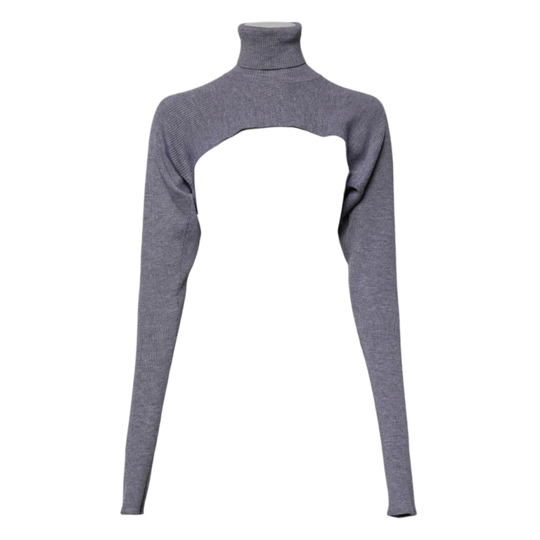 Dolce & Gabbana Gray Wool Knit Turtleneck Cropped Top Sweater Virgin - Women