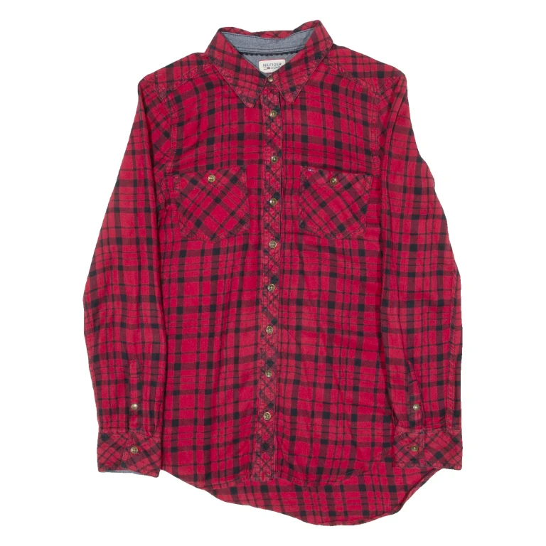 TOMMY HILFIGER Womens Shirt Red Check Long Sleeve XS