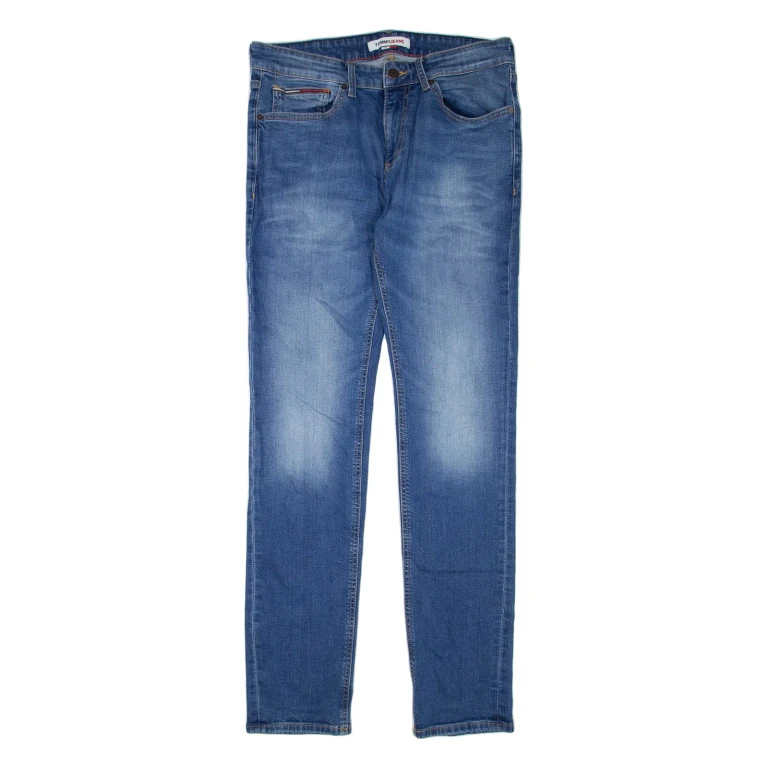 TOMMY JEANS Womens Jeans Blue Regular Skinny Stone Wash W32 L34