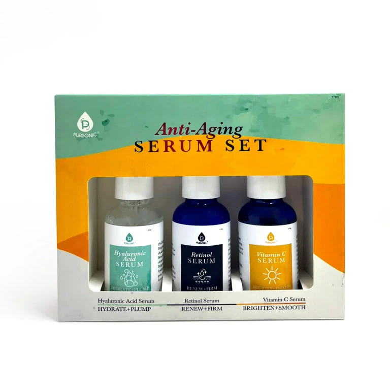 Anti-aging Serum set including uniquely formulated Vitamin C Face Serum, Retinol Serum, and Hyaluronic Acid Serum (Each 30 ml)