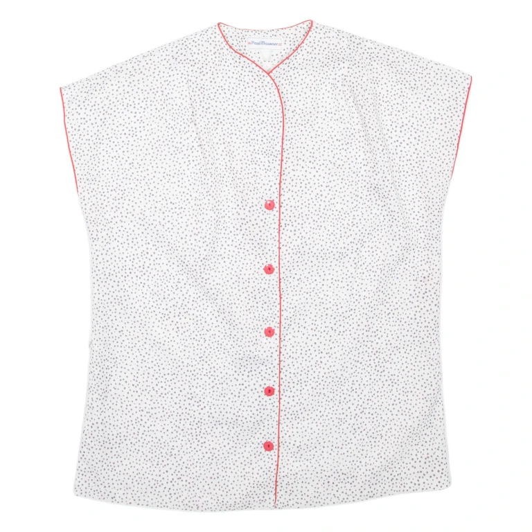 PAUL MAUSNER Womens Printed Shirt White V-Neck Spotted UK 14
