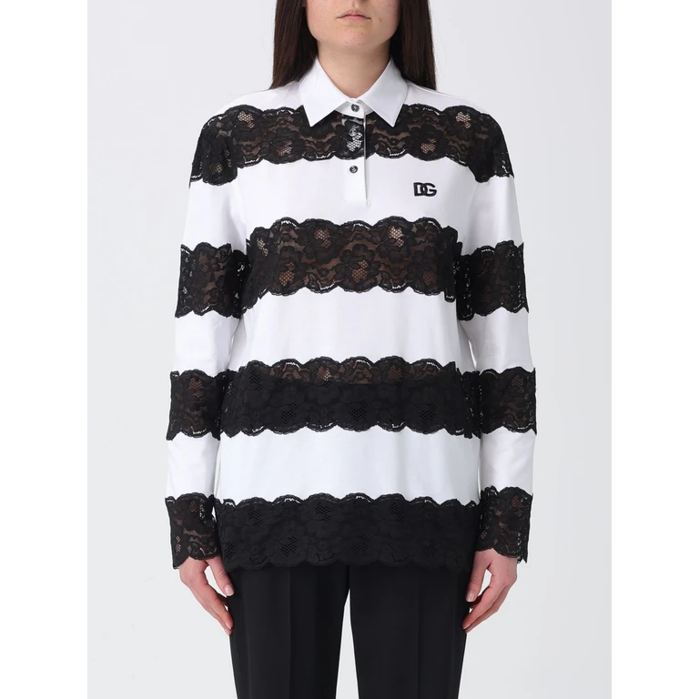 Cotton and Lace Polo Shirt (F8W07ZGDDMLS8400)