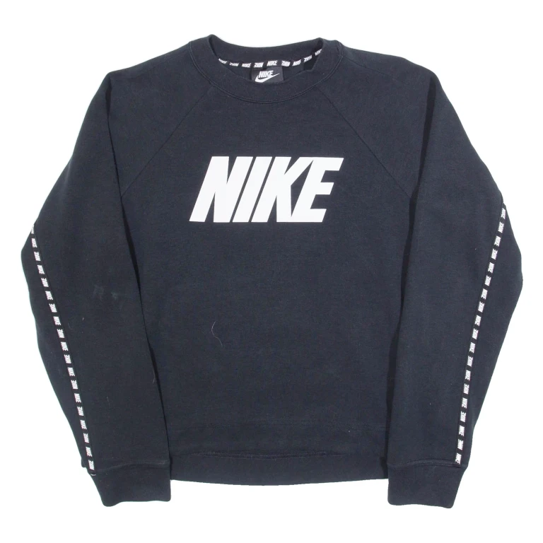 NIKE Womens Sweatshirt Black Crew Neck S