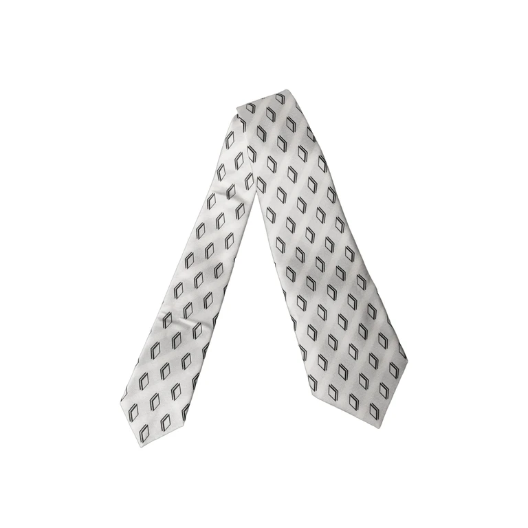 White Patterned Silk Adjustable Women Tied Necktie Tie - Women