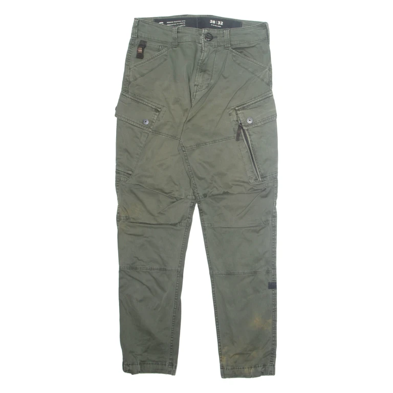 G-STAR RAW Cargo Mens Trousers Green Regular Tapered W28 L29