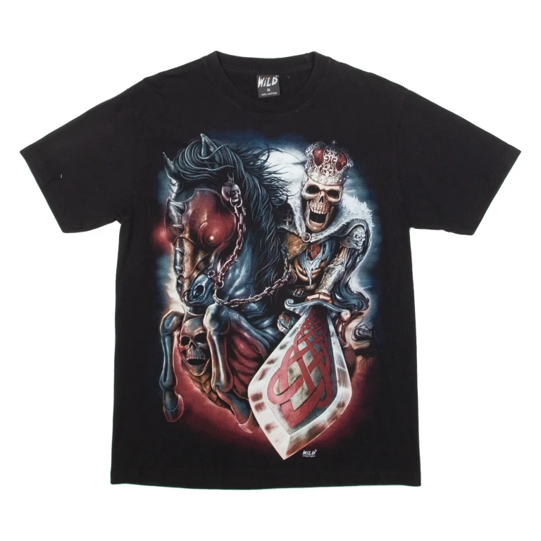 WILD Skull Mens T-Shirt Black M