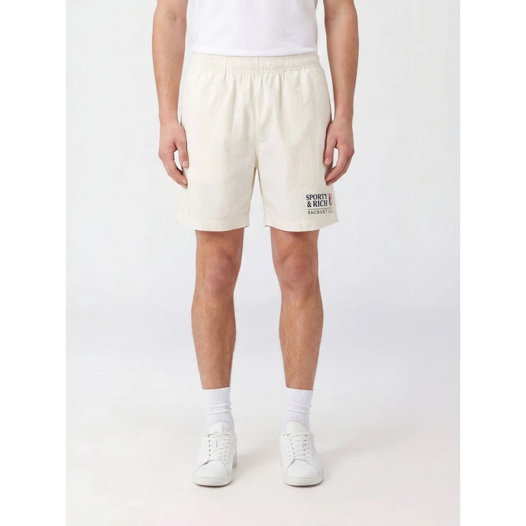 Cotton Sport Shorts with Elasticated Waist and Logo (SH039710431WH01WHINAVRUB)