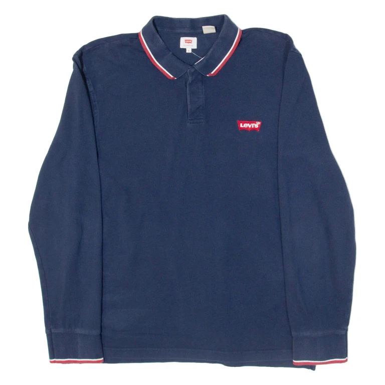 LEVI'S Mens Polo Shirt Blue Long Sleeve XL