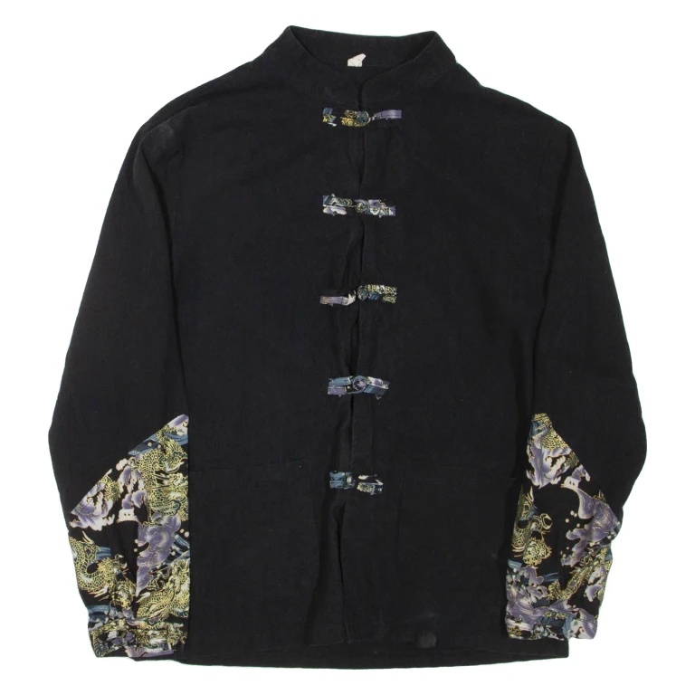 Womens Printed Top Black High Neck Long Sleeve L