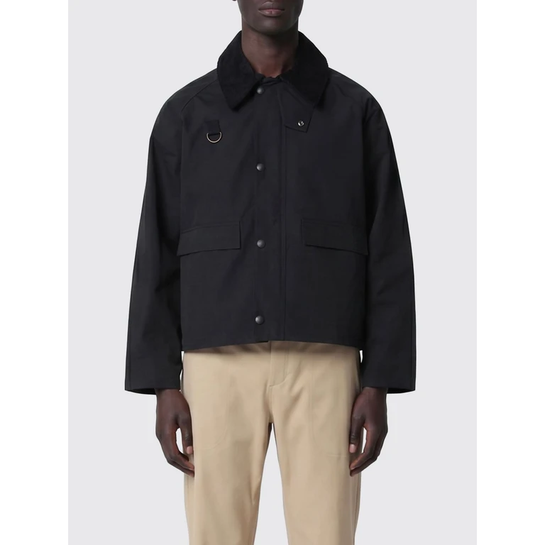 Lightweight Shirt Jacket in Waxed Cotton with Corduroy Collar (MCA0932BK11)