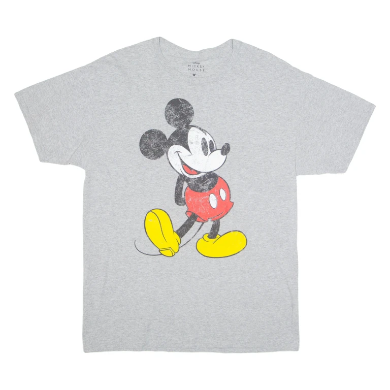 DISNEY Mickey Mouse Mens T-Shirt Grey USA L