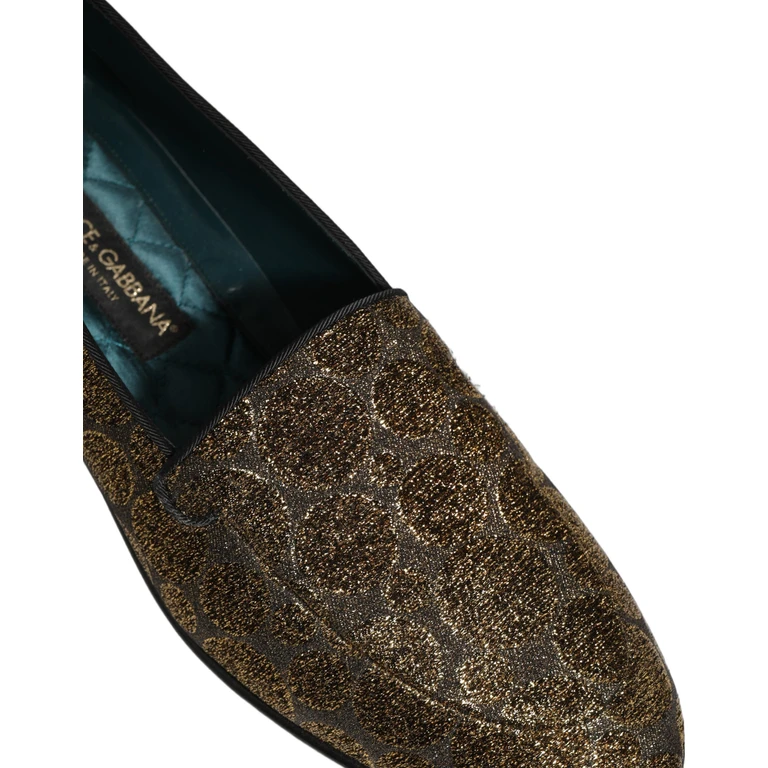 Dolce & Gabbana Gold Lurex Glitter Men Slip On Loafers Shoes Leather - Men