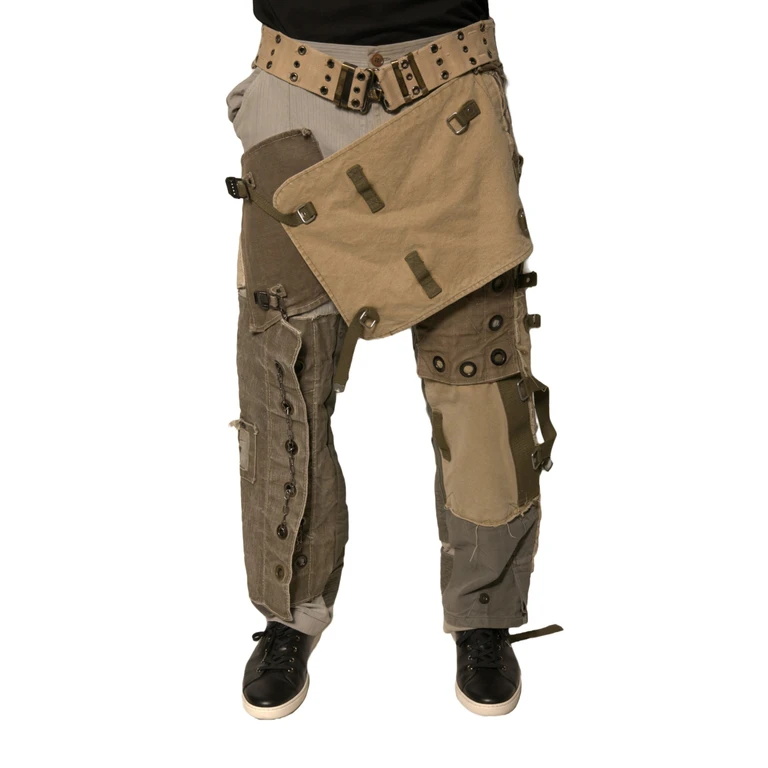Dolce & Gabbana Multicolor Reconstructed Flight Cargo Pants Cotton Hemp - Men