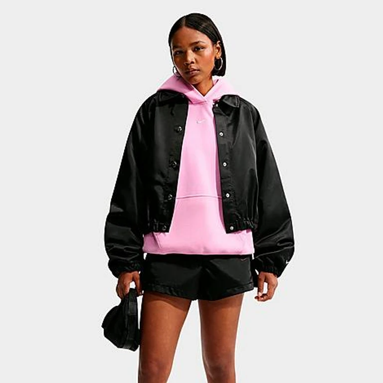 Studio Fleece felpa con cappuccio oversize di peso medio in Pink Rise/Sail