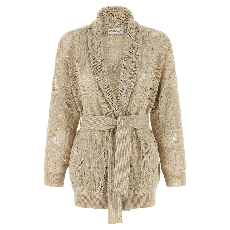 Brunello Cucinelli Beige Linen Cardigan Clothing - Women