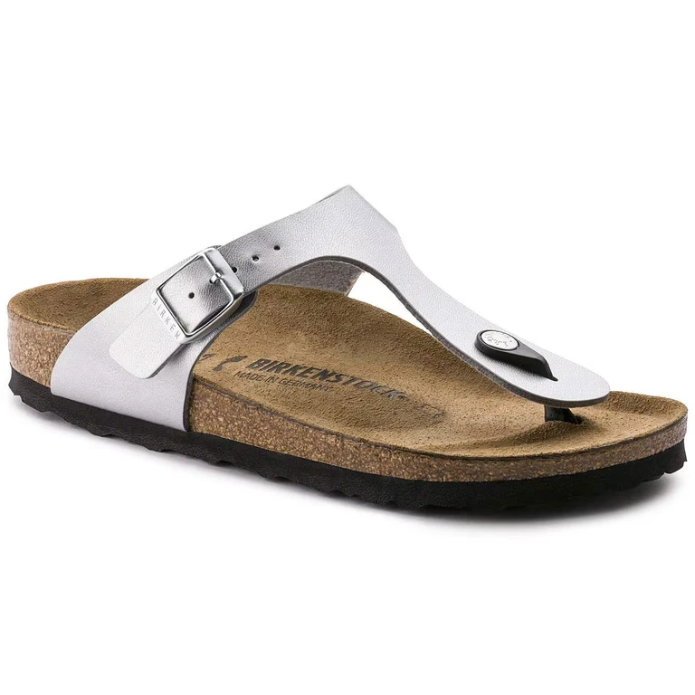 Unisex Gizeh Big Buckle Natural Leather Metallic Silver