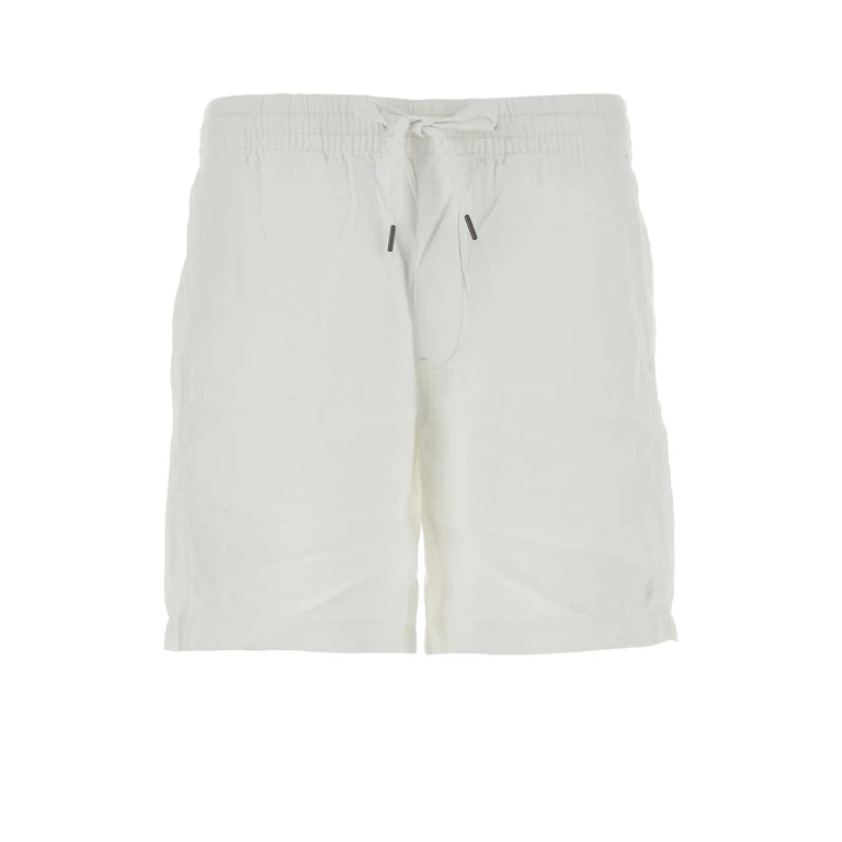 Polo Ralph Lauren White Linen Bermuda Shorts Ceramicwhite Exterior - Men