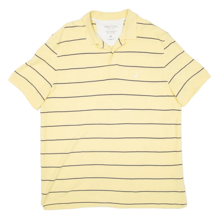 NAUTICA Mens Polo Shirt Yellow Striped XL